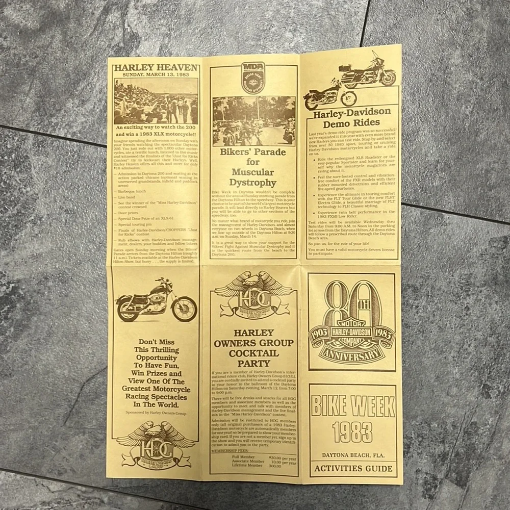 HARLEY DAVIDSON 1982 1983 1984 Bike Week Activities Guide’s excellent condition